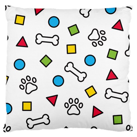Dog Paw Seamless Pattern Footprint Bone Large Premium Plush Fleece Cushion Case (Two Sides) from ArtsNow.com Front