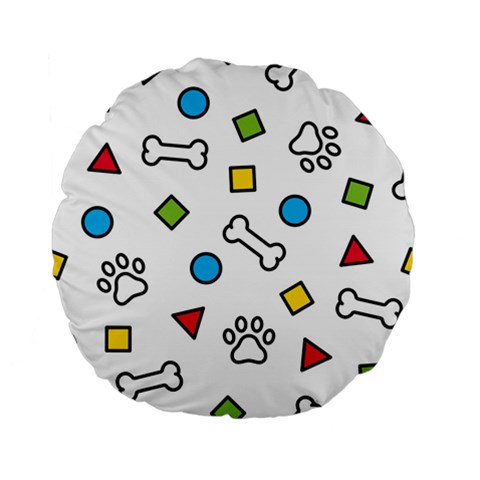 Dog Paw Seamless Pattern Footprint Bone Standard 15  Premium Flano Round Cushions from ArtsNow.com Front