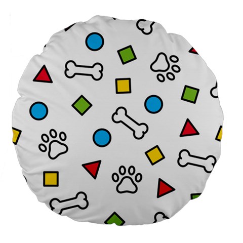 Dog Paw Seamless Pattern Footprint Bone Large 18  Premium Flano Round Cushions from ArtsNow.com Front