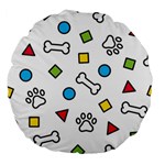 Dog Paw Seamless Pattern Footprint Bone Large 18  Premium Flano Round Cushions