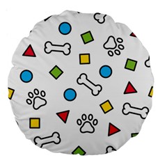 Dog Paw Seamless Pattern Footprint Bone Large 18  Premium Flano Round Cushions from ArtsNow.com Back