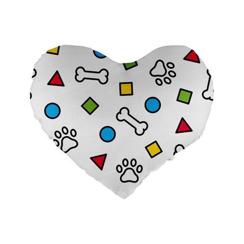 Dog Paw Seamless Pattern Footprint Bone Standard 16  Premium Flano Heart Shape Cushions from ArtsNow.com Front
