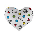Dog Paw Seamless Pattern Footprint Bone Standard 16  Premium Flano Heart Shape Cushions