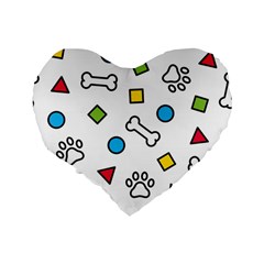 Dog Paw Seamless Pattern Footprint Bone Standard 16  Premium Flano Heart Shape Cushions from ArtsNow.com Back