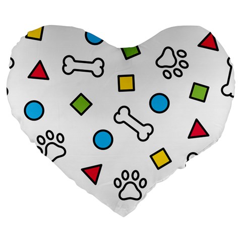 Dog Paw Seamless Pattern Footprint Bone Large 19  Premium Flano Heart Shape Cushions from ArtsNow.com Front