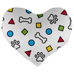 Dog Paw Seamless Pattern Footprint Bone Large 19  Premium Flano Heart Shape Cushions
