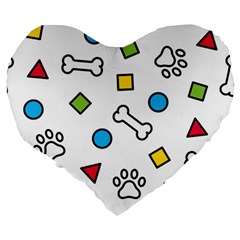 Dog Paw Seamless Pattern Footprint Bone Large 19  Premium Flano Heart Shape Cushions from ArtsNow.com Back