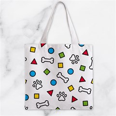 Dog Paw Seamless Pattern Footprint Bone Zipper Grocery Tote Bag from ArtsNow.com Back