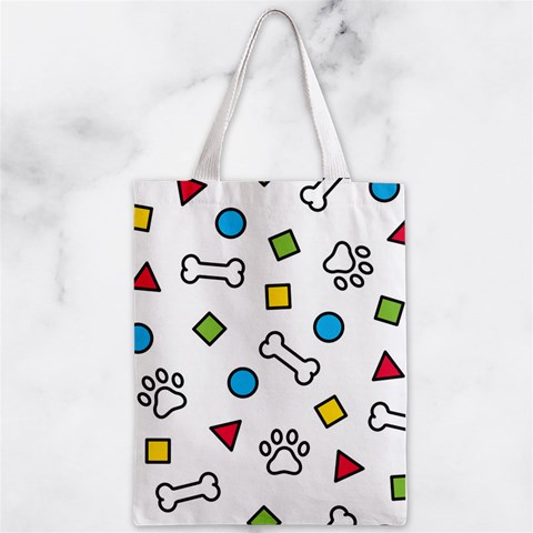 Dog Paw Seamless Pattern Footprint Bone Zipper Classic Tote Bag from ArtsNow.com Front