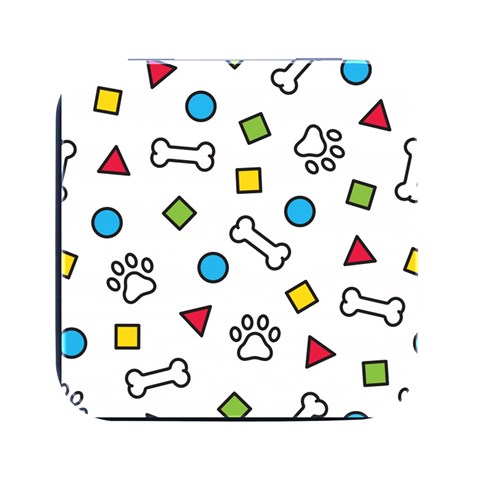 Dog Paw Seamless Pattern Footprint Bone Square Metal Box (Black) from ArtsNow.com Front
