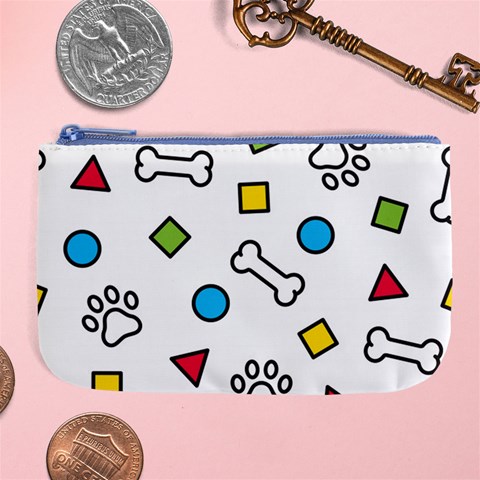 Dog Paw Seamless Pattern Footprint Bone Large Coin Purse from ArtsNow.com Front