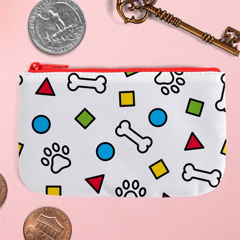Dog Paw Seamless Pattern Footprint Bone Large Coin Purse from ArtsNow.com Front