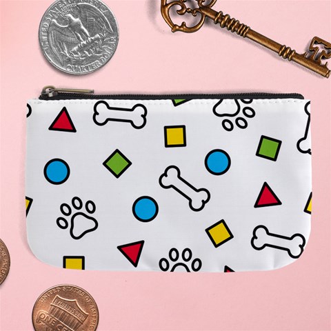 Dog Paw Seamless Pattern Footprint Bone Large Coin Purse from ArtsNow.com Front