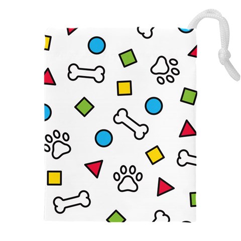 Dog Paw Seamless Pattern Footprint Bone Drawstring Pouch (4XL) from ArtsNow.com Front