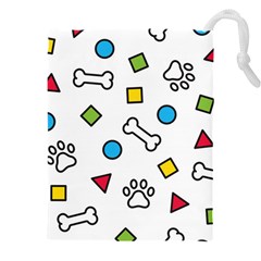 Dog Paw Seamless Pattern Footprint Bone Drawstring Pouch (4XL) from ArtsNow.com Front