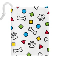 Dog Paw Seamless Pattern Footprint Bone Drawstring Pouch (4XL) from ArtsNow.com Back