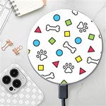 Dog Paw Seamless Pattern Footprint Bone Wireless Fast Charger(White)
