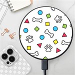 Dog Paw Seamless Pattern Footprint Bone Wireless Fast Charger(Black)