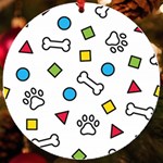 Dog Paw Seamless Pattern Footprint Bone UV Print Acrylic Ornament Round