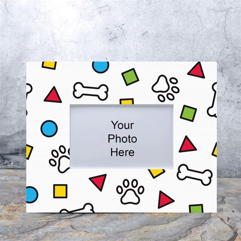Dog Paw Seamless Pattern Footprint Bone White Tabletop Photo Frame 4 x6  from ArtsNow.com Front