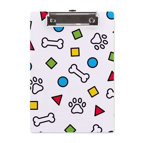 Dog Paw Seamless Pattern Footprint Bone A5 Acrylic Clipboard from ArtsNow.com Front