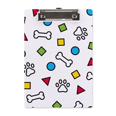 Dog Paw Seamless Pattern Footprint Bone A5 Acrylic Clipboard from ArtsNow.com Front