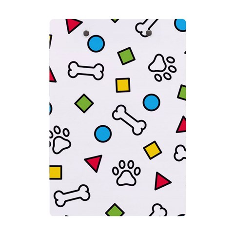 Dog Paw Seamless Pattern Footprint Bone A5 Acrylic Clipboard from ArtsNow.com Back
