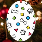 Dog Paw Seamless Pattern Footprint Bone UV Print Acrylic Ornament Oval