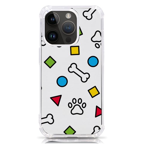 Dog Paw Seamless Pattern Footprint Bone iPhone 14 Pro TPU UV Print Case from ArtsNow.com Front