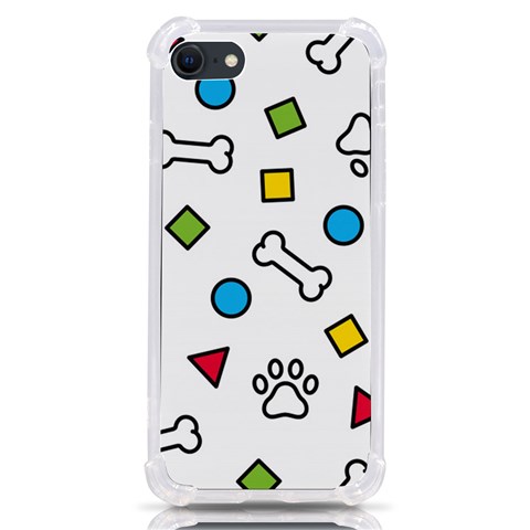 Dog Paw Seamless Pattern Footprint Bone iPhone SE from ArtsNow.com Front