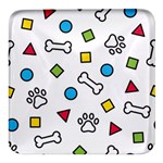 Dog Paw Seamless Pattern Footprint Bone Square Glass Fridge Magnet (4 pack)