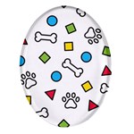 Dog Paw Seamless Pattern Footprint Bone Oval Glass Fridge Magnet (4 pack)