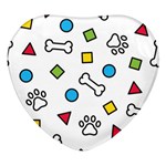 Dog Paw Seamless Pattern Footprint Bone Heart Glass Fridge Magnet (4 pack)