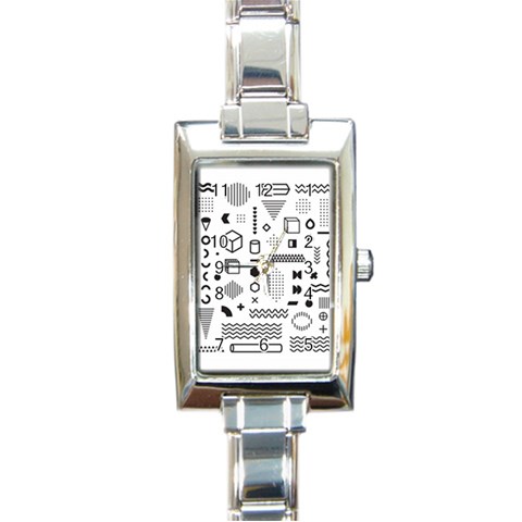 Pattern Hipster Abstract Form Geometric Line Variety Shapes Polkadots Fashion Style Seamless Rectangle Italian Charm Watch from ArtsNow.com Front