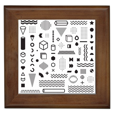 Pattern Hipster Abstract Form Geometric Line Variety Shapes Polkadots Fashion Style Seamless Framed Tile from ArtsNow.com Front