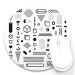 Pattern Hipster Abstract Form Geometric Line Variety Shapes Polkadots Fashion Style Seamless Round Mousepad