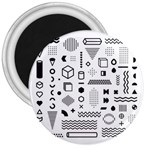 Pattern Hipster Abstract Form Geometric Line Variety Shapes Polkadots Fashion Style Seamless 3  Magnets