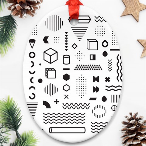 Pattern Hipster Abstract Form Geometric Line Variety Shapes Polkadots Fashion Style Seamless Ornament (Oval) from ArtsNow.com Front