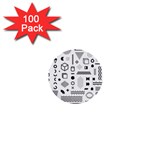 Pattern Hipster Abstract Form Geometric Line Variety Shapes Polkadots Fashion Style Seamless 1  Mini Buttons (100 pack) 
