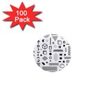 Pattern Hipster Abstract Form Geometric Line Variety Shapes Polkadots Fashion Style Seamless 1  Mini Magnets (100 pack) 