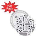 Pattern Hipster Abstract Form Geometric Line Variety Shapes Polkadots Fashion Style Seamless 1.75  Buttons (100 pack) 