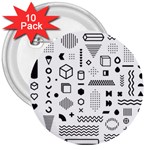 Pattern Hipster Abstract Form Geometric Line Variety Shapes Polkadots Fashion Style Seamless 3  Buttons (10 pack) 