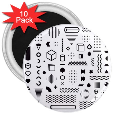 Pattern Hipster Abstract Form Geometric Line Variety Shapes Polkadots Fashion Style Seamless 3  Magnets (10 pack)  from ArtsNow.com Front