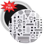 Pattern Hipster Abstract Form Geometric Line Variety Shapes Polkadots Fashion Style Seamless 3  Magnets (10 pack) 