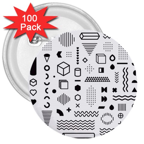 Pattern Hipster Abstract Form Geometric Line Variety Shapes Polkadots Fashion Style Seamless 3  Buttons (100 pack)  from ArtsNow.com Front