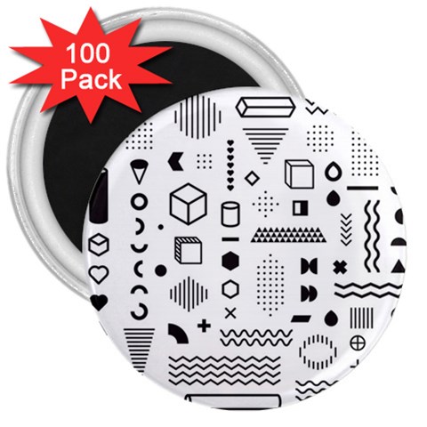Pattern Hipster Abstract Form Geometric Line Variety Shapes Polkadots Fashion Style Seamless 3  Magnets (100 pack) from ArtsNow.com Front
