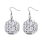 Pattern Hipster Abstract Form Geometric Line Variety Shapes Polkadots Fashion Style Seamless Mini Button Earrings