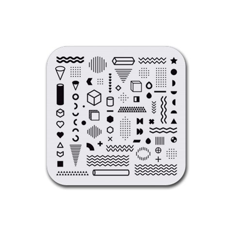 Pattern Hipster Abstract Form Geometric Line Variety Shapes Polkadots Fashion Style Seamless Rubber Coaster (Square) from ArtsNow.com Front