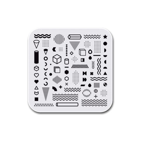 Pattern Hipster Abstract Form Geometric Line Variety Shapes Polkadots Fashion Style Seamless Rubber Square Coaster (4 pack) from ArtsNow.com Front