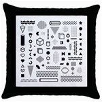 Pattern Hipster Abstract Form Geometric Line Variety Shapes Polkadots Fashion Style Seamless Throw Pillow Case (Black)